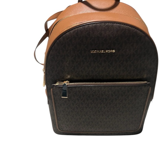 Michael Kors Tan and Black Leather Backpack - Picture 2 of 5